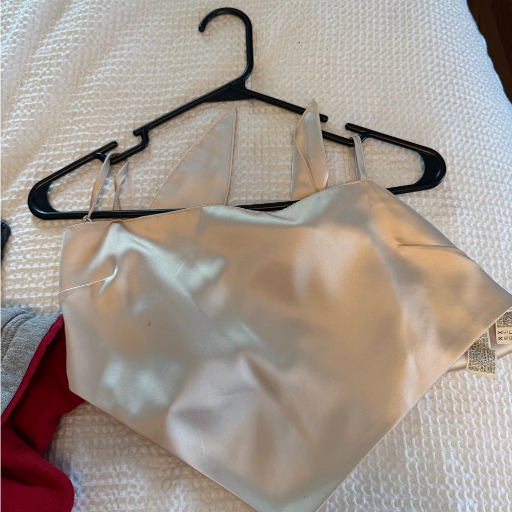 Satin Cream Crop Top